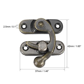 sourcing map Antique Vintage Lock Clasp Right Latch Hook Hasp 42mm x 37mm Swing Arm Latch Plated Bronze, 5 pcs w Screws