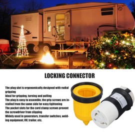 Locking Connector, 30A Twist Lock Plug Connector Power Cord Cover Insulated ABS Brass, Rv Receptacles