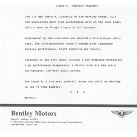 1990 Bentley Turbo R Press Photo and Release 0005