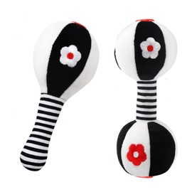 JoyLife Baby Rattle Toys, Black and White Baby Rattle, High Contrast Sensory Newborn Toys, Soft Rattle Toys Gift for 0 3 6 9 12 Months Boys and Girls - Maracas & Dumbbells