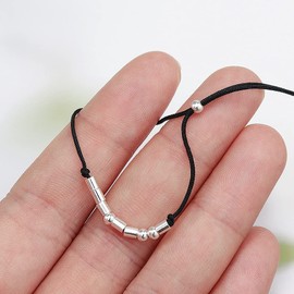 Suyi Father's Day Gifts for Dad Grandpa Morse Code Bracelet for Men Him Sterling Silver Beads Bracelet, Sterling Silver