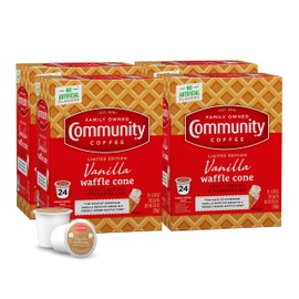 Community Coffee Ice Cream Flavored Coffee Pods, Compatible with Keurig 2.0 Brewers, Vanilla Waffle Cone, 96 Count