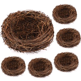 Gerrii 6 Pcs Artificial Bird Nests for Crafts Mini Faux Rattan Bird Nest Decoration for Easter Home Decor Fairy Garden Accessories Terrarium DIY Craft Supplies Wedding Table Centerpieces (8 Inch)