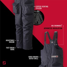 StrikerICE Trekker Bib with Sureflote Technology, Insulated & Waterproof, XL, Black