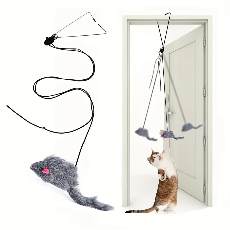Door Hanging Cat Toy for Interactive Play – Dark Gray