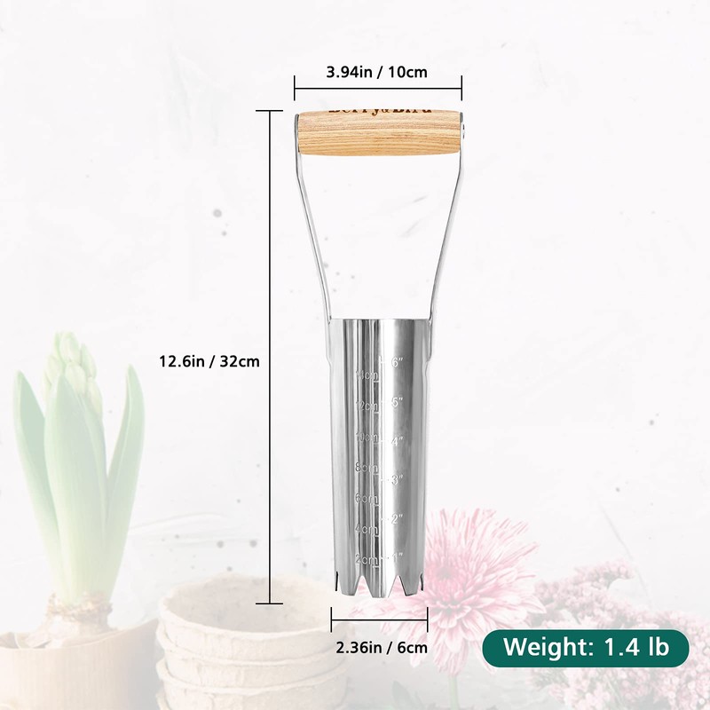 Berry&Bird Garden Bulb Planter with 15cm/6in Depth Mark, Garden Bulb