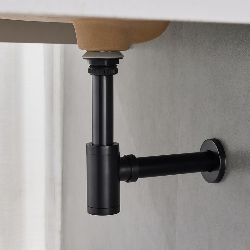 TSIBOMU Solid Brass Adjustable 1-1/4 Bottle Trap Without Overflow Drain