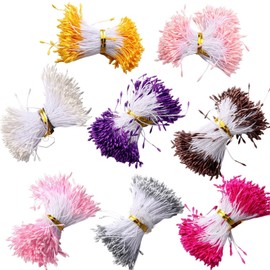 HomeSoGood 3200PCS Artificial Matte Flower Stamen, 8 Colors Mini Flower Double Heads Pistil, DIY Floral Craft