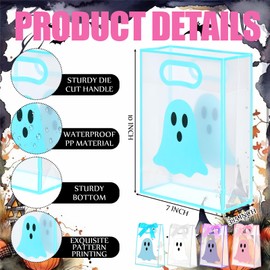 Gersoniel 24 Pack Ghost Clear Gift Bags with Handles