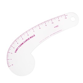 KEARING 12Inch Clear Vary Form Curve Ruler for Sewing, Sandwich Line Scale, French Curve Ruler for Pattern Making, Hip Curve Ruler for Measuring Fashion Design