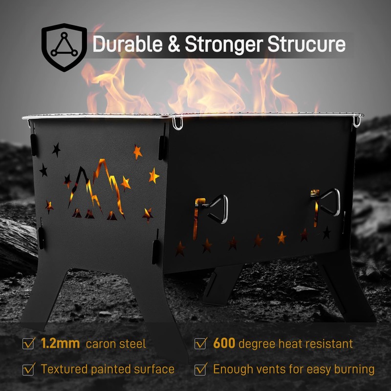Odoland Camping Grill Portable Folding Charcoal Grills Backpacking BBQ Grill