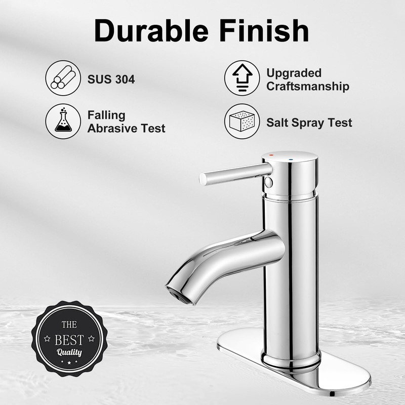 VOTON Modern Bathroom Faucet Chrome Single Handle One Hole Sink