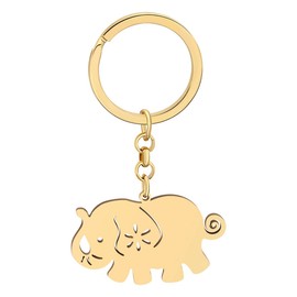 RAIDIN Stainless Steel 18K Gold Plated Cute Animal Elephant Keychains Keyring for Women Girls Gifts Car Purse Keys Charms Accessories (Gold-006)