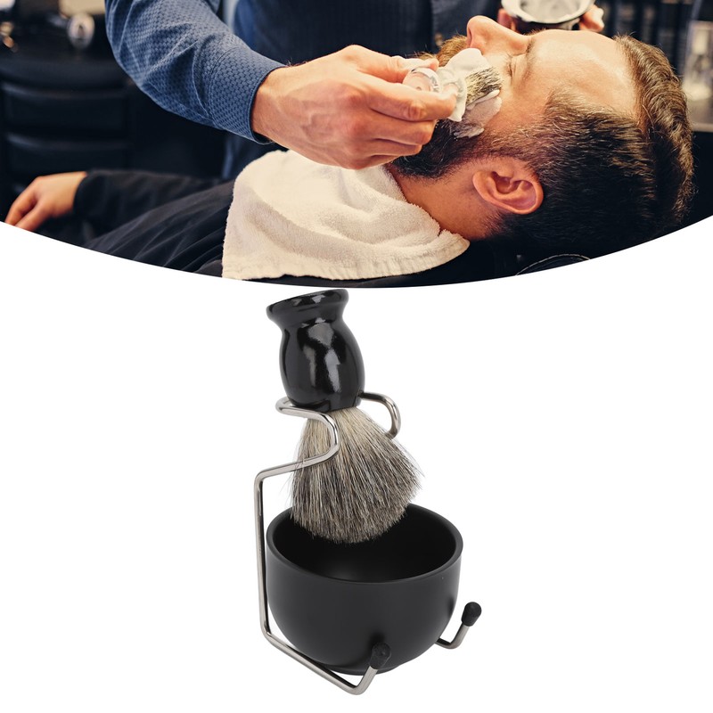 Men Beard Shave Set Brush Stand Foam Bowl Beard Brush