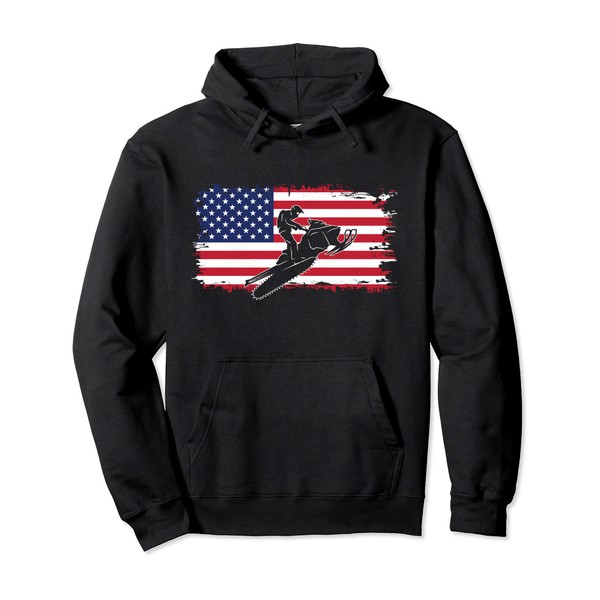 American Flag Snowmobile Apparel - Snowmobile Pullover Hoodie