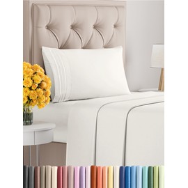 Twin XL Size 3 Piece Sheet Set - Extra Soft, Breathable And Cooling Sheets - Hotel Luxury Bed Sheets for Women & Men - Deep Pockets, Easy-Fit & Wrinkle-Free Sheets - Antique White Oeko-Tex Bed Sheets