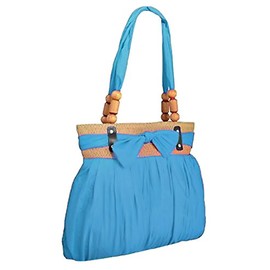 EyeCatchBags - Katy Ruched Plain Bow Shoulder Bag Handbag Blue Turq