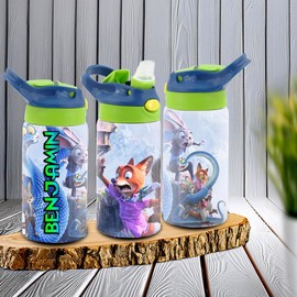 City Animal Adventure Custom Kids Tumbler with Name 12oz – Stainless Steel Insulated Cup – Urban Animal Friends Theme – Custom Gift for Kids, Teens & Adults