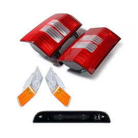 amopacorp Compatible for 2008-2017 Jeep Patriot Combo 5 Pack 2pcs Rear Brake Tail Light and 1X Smoke Lens High Mount Stop LED 3rd Brake Light with 2X Turn Signal Light Cover Lens