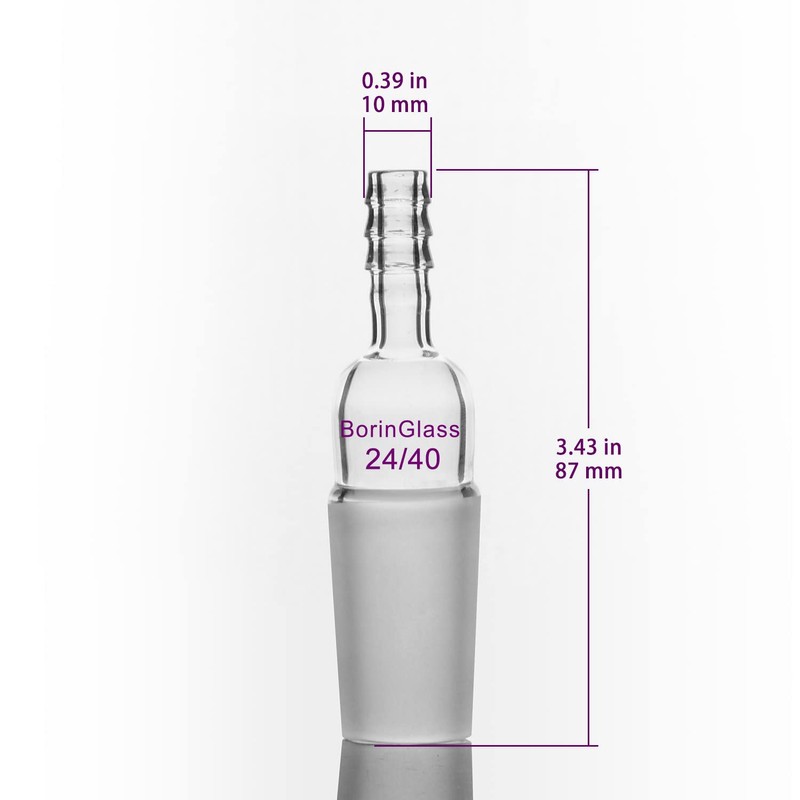 BorinGlass Glass Straight Inlet Adapter with 24/40 Joint and 10