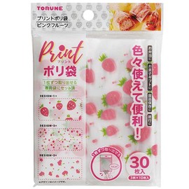 Torne P-3594 Printed Plastic Bags, Pink, Fruits, Pack of 30, Removable 1 Sheet at a Time