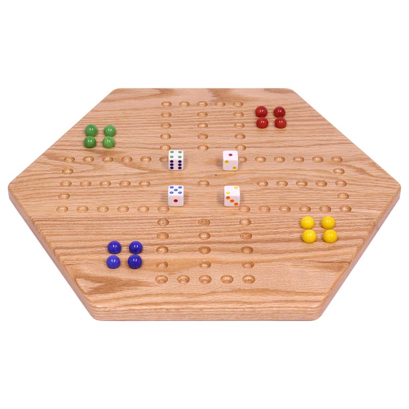 AmishToyBox.com Wooden Wahoo Marbles Game Board Set, Unpainted Holes, 16"
