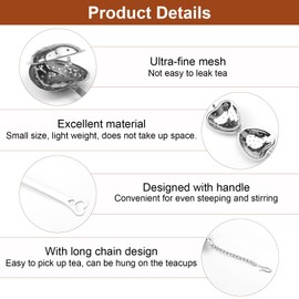 HENGBIRD Pack of 10 Tea Strainer Stainless Steel Heart Shaped Tea Infuser with Handle Tea Ball Tea Infuser with Chain Tea Strainer Spoon Tea Ball for Loose Tea Heart-Shaped Tea Strainer Ball for Fine