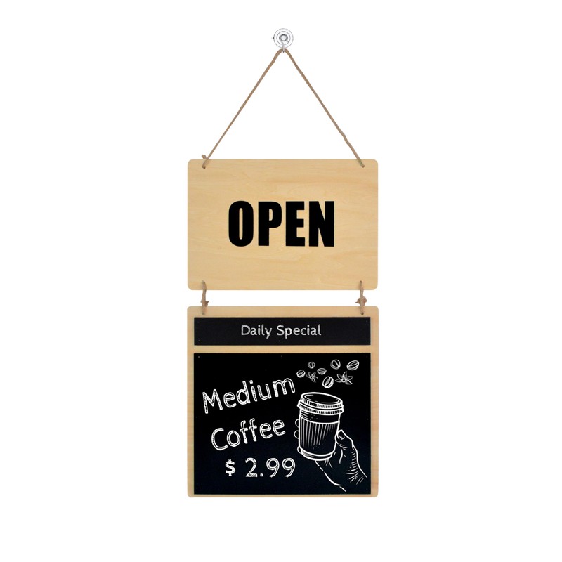Double-Sided OPEN/CLOSED Sign with Message Board,Ideal for Retail, Restaurants, Bars