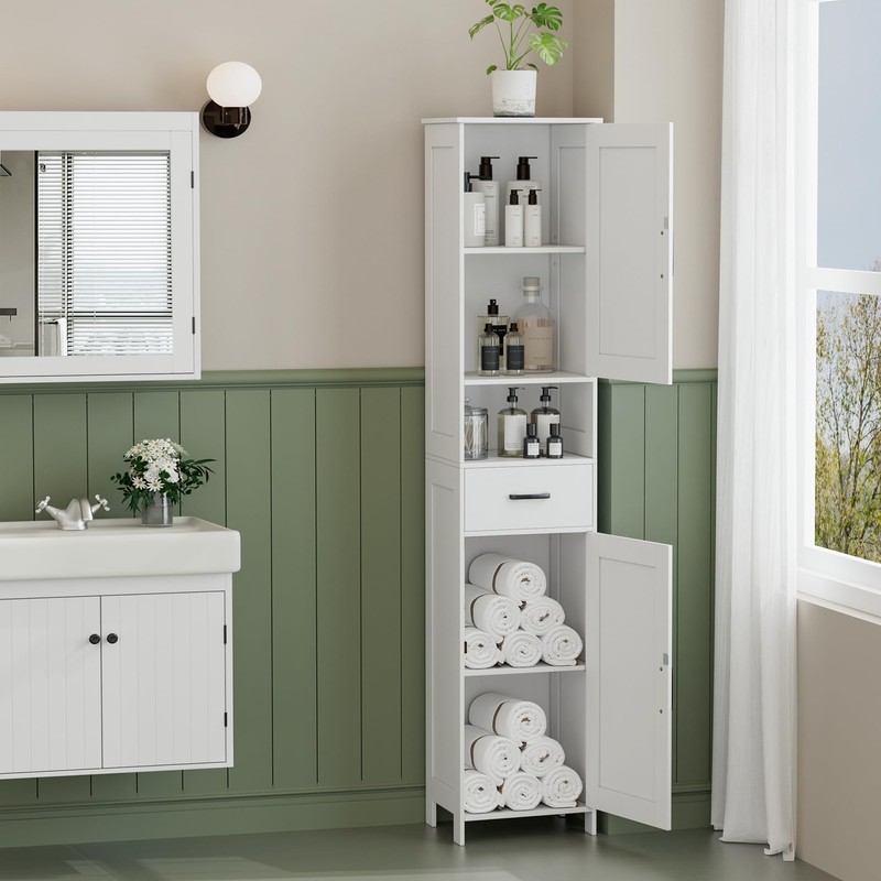 Homhedy 67" H Tall Bathroom Storage Cabinet with 2 Barn
