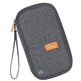 Acecharming Travel Wallet Family Passport Holder RFID Blocking Document Organizer Bag with Removable Wrist Strap (Gray)