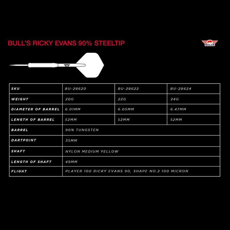 Bulls Ricky Evans 90% Steel Tip Darts 22 g