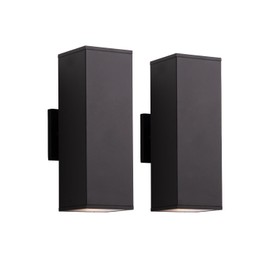 mirrea 14" Modern Outdoor Porch Light Patio Light in 2 Lights with Aluminum Rectangular Tube and Tempered Glass Cover Waterproof Wall Sconce 2 Pack (Oil Rubbed Bronze)