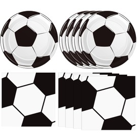 40PCS Soccer Birthday Party Decorations Soccer Theme Disposable Tableware Decorations Favors Birthday Plates Napkins for Birthday Party Sports Theme Party Baby Shower Soccer Fans