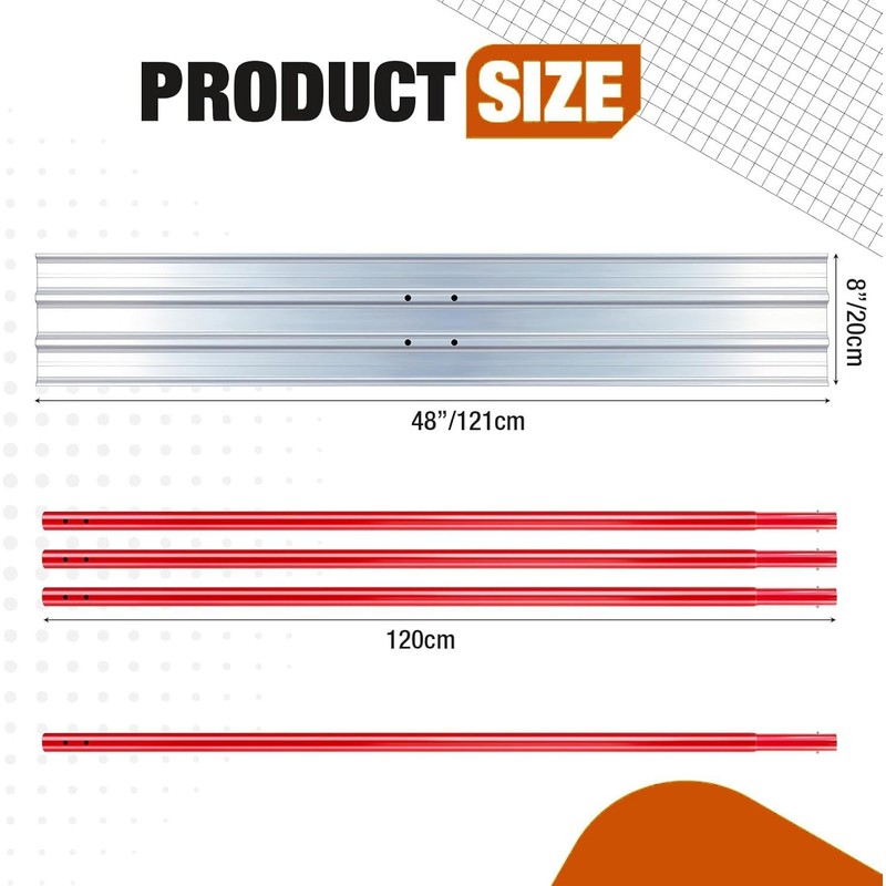 48"x8" Bull Float Kit Aluminum Magnesium Alloy Concrete Float With