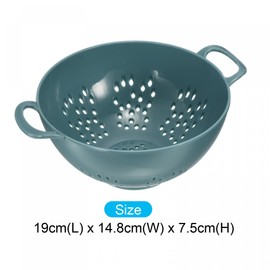 sourcing map Mini Food Colander with Double Handles, Rice Washing Strainer Plastic Fruit Pasta Drainer, Kitchen Food Mesh Colander for Vegetable Fruit-Light Blue