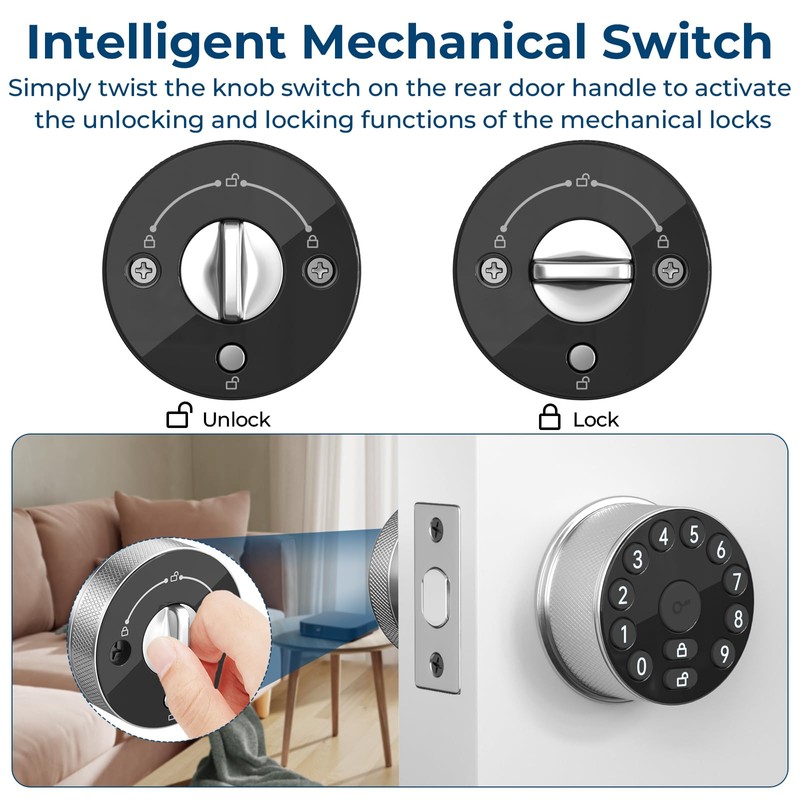 FITNATE Keypad Door Knob Lock, Electronic Door Knob with Keypad