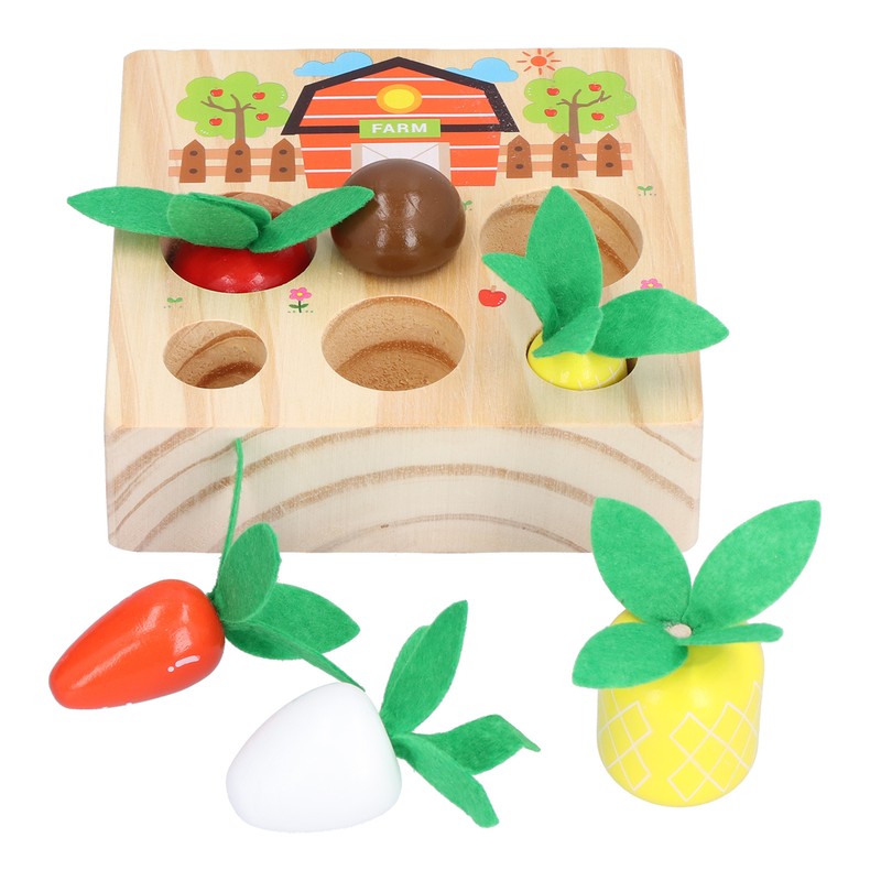 Baby Carrot Harvest Game Wooden Carrots Shape Sorting Matching Puzzle