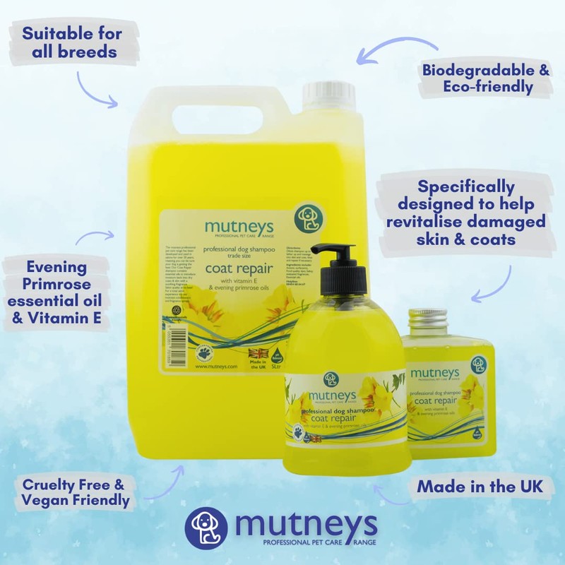 Mutneys Professional Pet Care Coat Repair Dog Shampoo With Evening