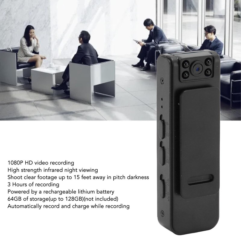 Small Body Cam 1080P HD Mini Portable Wearable for Law