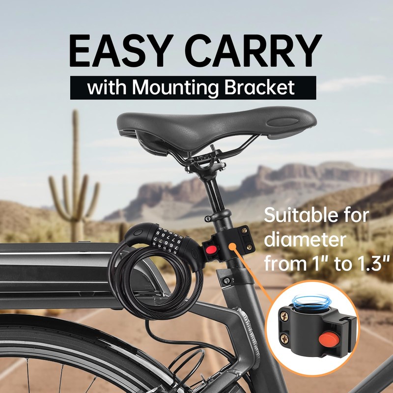 Bicycle Lock with Combination Code, High Security 5 Digit Code