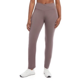 Danskin Women's Studio Cross Waist Flare Yoga Pants, Plum Truffle, Large