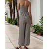 LIWEIKE Women's Summer Strapless Jumpsuits Striped Smocked Bow Tie Front