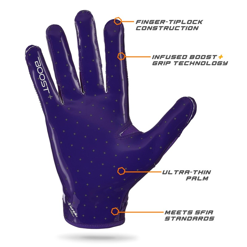 Grip Boost Football Gloves Solid Stealth 6.0 Boost Plus Men's