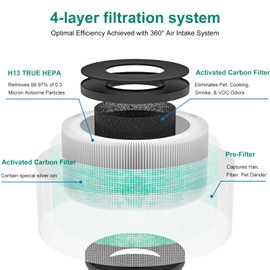 Dssuta MK01 MK06 Air Filter Replacement Compatible with Aroeve MK01 MK06, ToLife TZ-K1 and Kloudi DH-JH01 Ture HEPA Filter, Pet Dander Version, Green