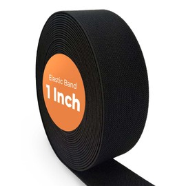 ZIBELL - Bandas elásticas para costura de pantalones y ropa, color negro, 1 pulgada (tamaño de 25 mm), 10 metros de longitud, carrete de punto de alta elasticidad, arte y manualidades, proyectos de