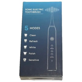 Sonic Electric Toothbrush Waterproof ~5 Modes~ 2-Heads ~White Factory Sealed