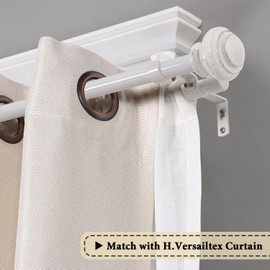 H.VERSAILTEX Elegant Window Treatment Telescoping Double Curtain Rod Set with Classic Cap, 3/4-Inch Diameter, Adjusts from 66 to 120 Inches, White