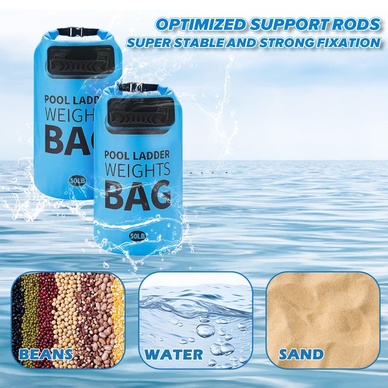 2Pcs Heavy Duty Pool Ladder Weights, 50lbs Sand Fillable Universal