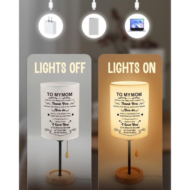 Christams Gifts for Mom from Daughter Son Linen Fabric Wooden