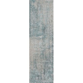 Momeni Genevieve Collection Area Rug, 2'3" x 7'6" Runner, Light Blue